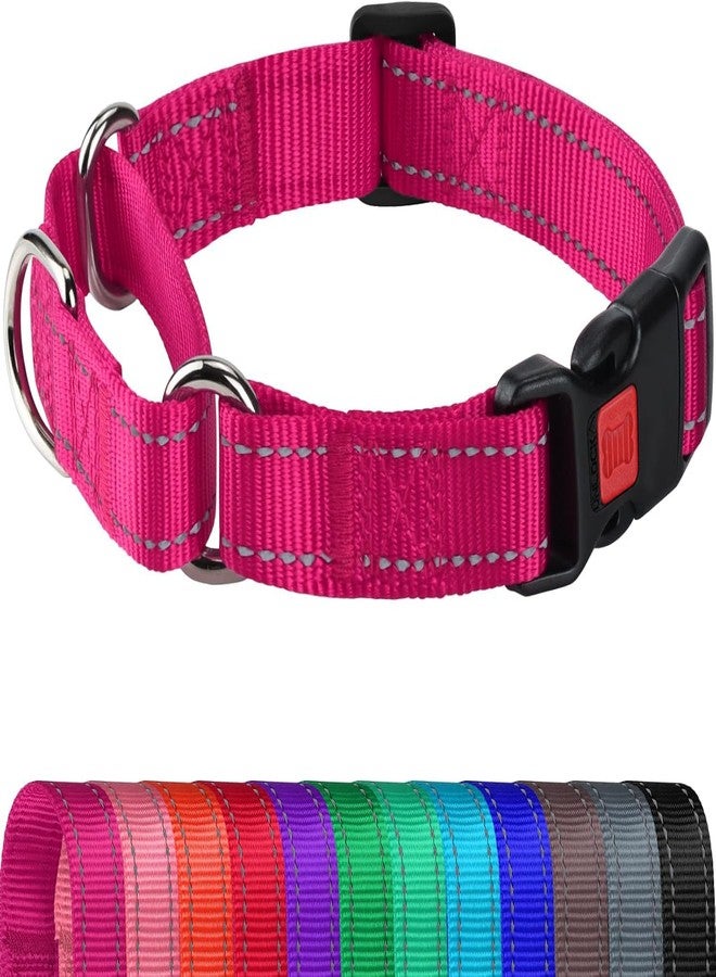 Joytale Martingale Collar for Dogs, Reflective Heavy Duty for Safety, Quick Release Buckle, Adjustable Nylon Collars for Medium Dogs Walking Training, Hotpink,M - Image 1